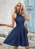 Women's Boho Stand Neck Off Shoulder Sleeveless Dress